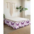 thumbnail image 2 of Purple Butterfly Ruffle Bed Skirt Queen Size Pink Bug Modern Art Cartoon Style Adjustable Elastic Dust Bed Skirts Wrap Around Bedskirt Wrinkle Free Easy Fit with 18 Inch Drop, 2 of 8