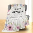 thumbnail image 2 of Happy Birthday Blanket, Soft Fuzzy Warm Lightweight Flannel Throw Blanket with Roses, Ideal for Couch, Bed, Decor, Travel & Outdoor Use, for Women Girls 60×50 in, 2 of 5
