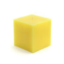 Zest Candle CPZ-129-12 3 x 3 in. Yellow Square Pillar Candles -12pcs-Case- Bulk