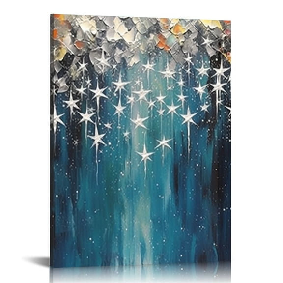 JRXY Gold Abstract Wall Art Teal and Silver Wall Painting Teal Abstract Pictures for Bedroom Teal and Grey Abstract Wall Art Teal Abstract Painting Navy Blue and Grey Abstract Wall Art 12x16 in