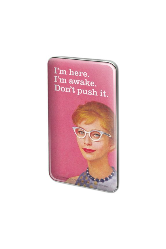 I'm Here Awake Don't Push it Funny Humor Metal Rectangle Lapel Hat Pin Tie Tack Pinback
