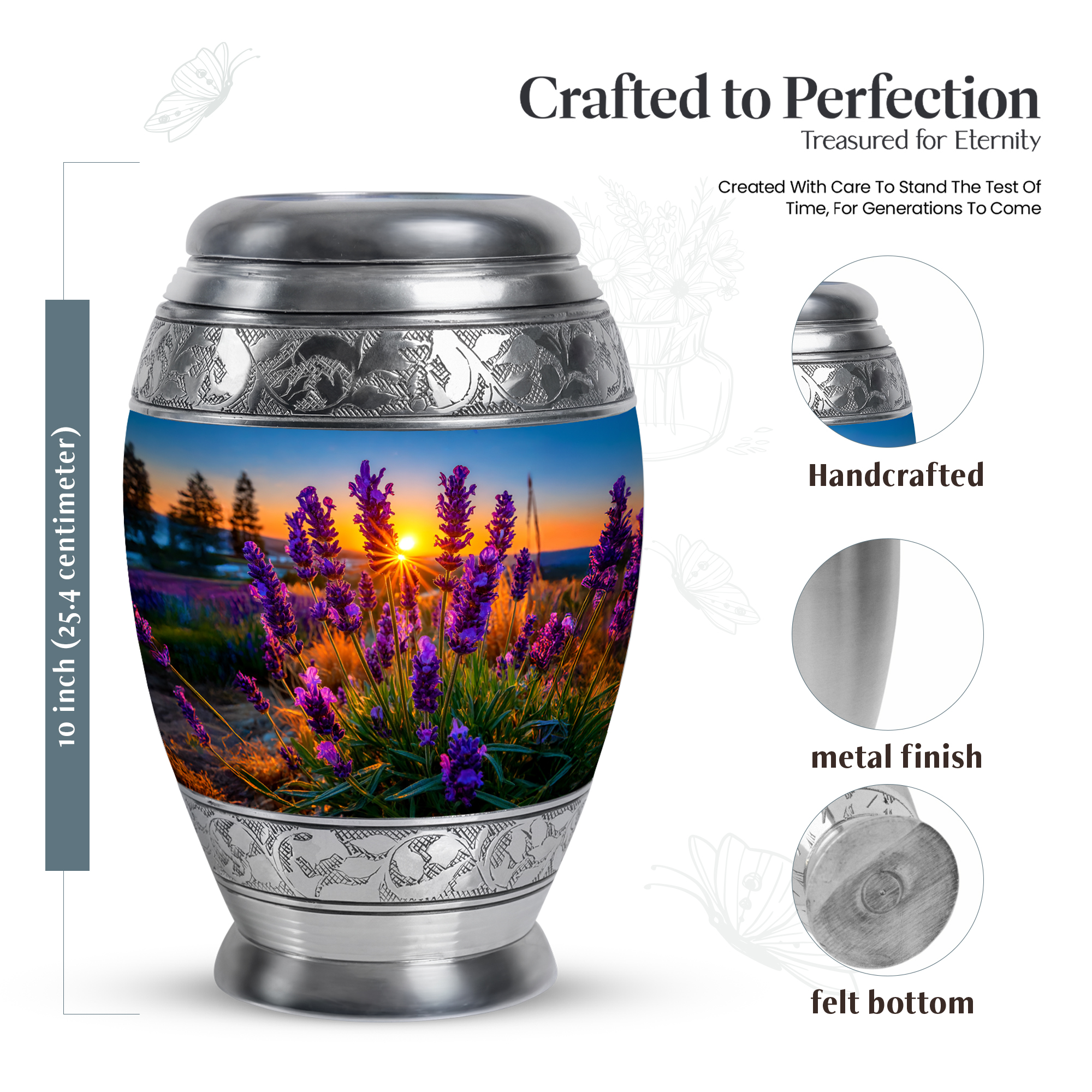 MUKTIVE Lavender Grass Adult Urns for Human Ashes Men & Women, Funeral Sunrise Urns for Human Ashes, Large Blue Cremation Urn for Adult Male, Memorial Ash Holder, 10 Inch