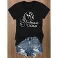 thumbnail image 2 of Peace Print Crew Neck T-shirt, Short Sleeve Casual Top For Summer & Spring, Women's Clothing Tee For adult, Men, Women, Teen, Teenager, adolescent, Youth, 2 of 5