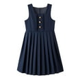 thumbnail image 4 of SGFCWSX Girls School Uniform Dress, Sleeveless Pleated Button Casual Jumper Dress Navy Size 11-12 Years, 4 of 6