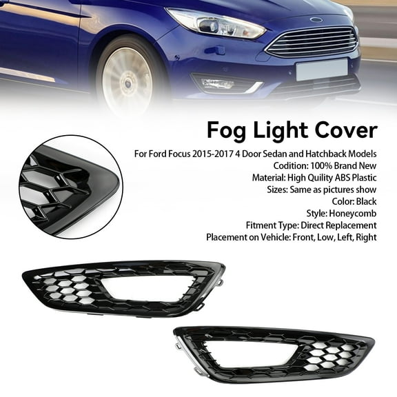 1Pair Front Bumper Fog Light Lamp Cover Bezel Grill Fit For Ford Focus 2015-2017