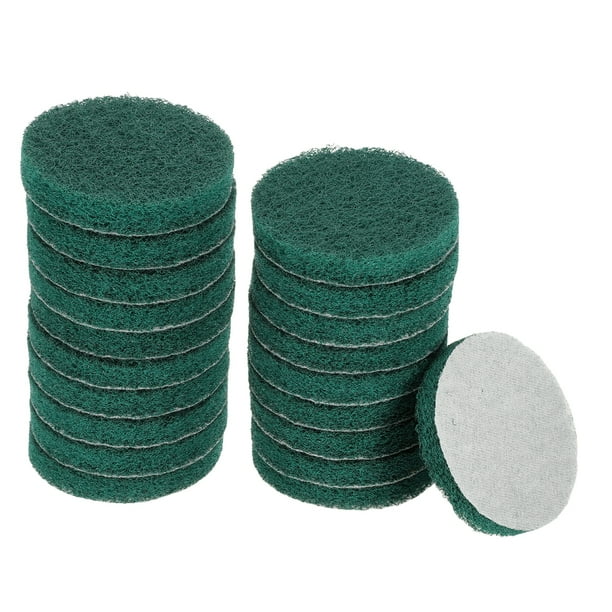 Uxcell 20 piezas de almohadillas de fregado 180 granos 4" cepillo de taladro de potencia disco de acondicionamiento de superficie de gancho y bucle, verde