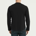 thumbnail image 5 of Fashion Men's Long Sleeve Shirts Crewneck Solid Color Casual Button Basic Pullover Shirt S-2XL, 5 of 7