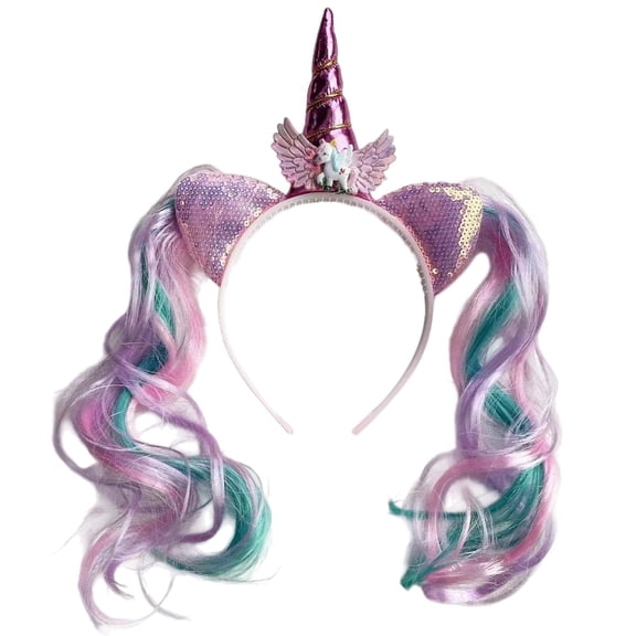 Lovely Horned Headband For Kids Girls Fish Tail Hairhoop Cartoon Character Hairband For Birthday Celebration
