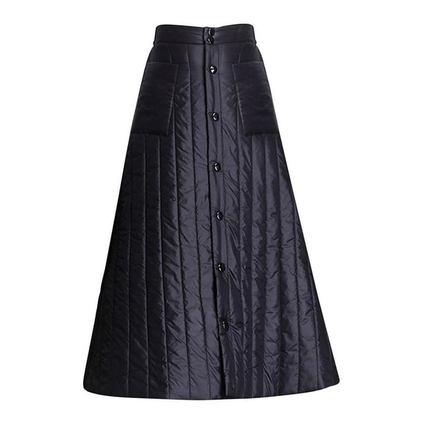 Vestido de invierno jinwen Algodón Acolchado Largo Negro 3XL