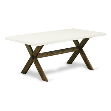 East West Furniture X-Style 5 Piece Set Includes a Rectangle Dining Room Table with X-Legs and 4 Dark Khaki Linen Fabric Upholstered Parson Chairs, 40x72 Inch, Multi-Color