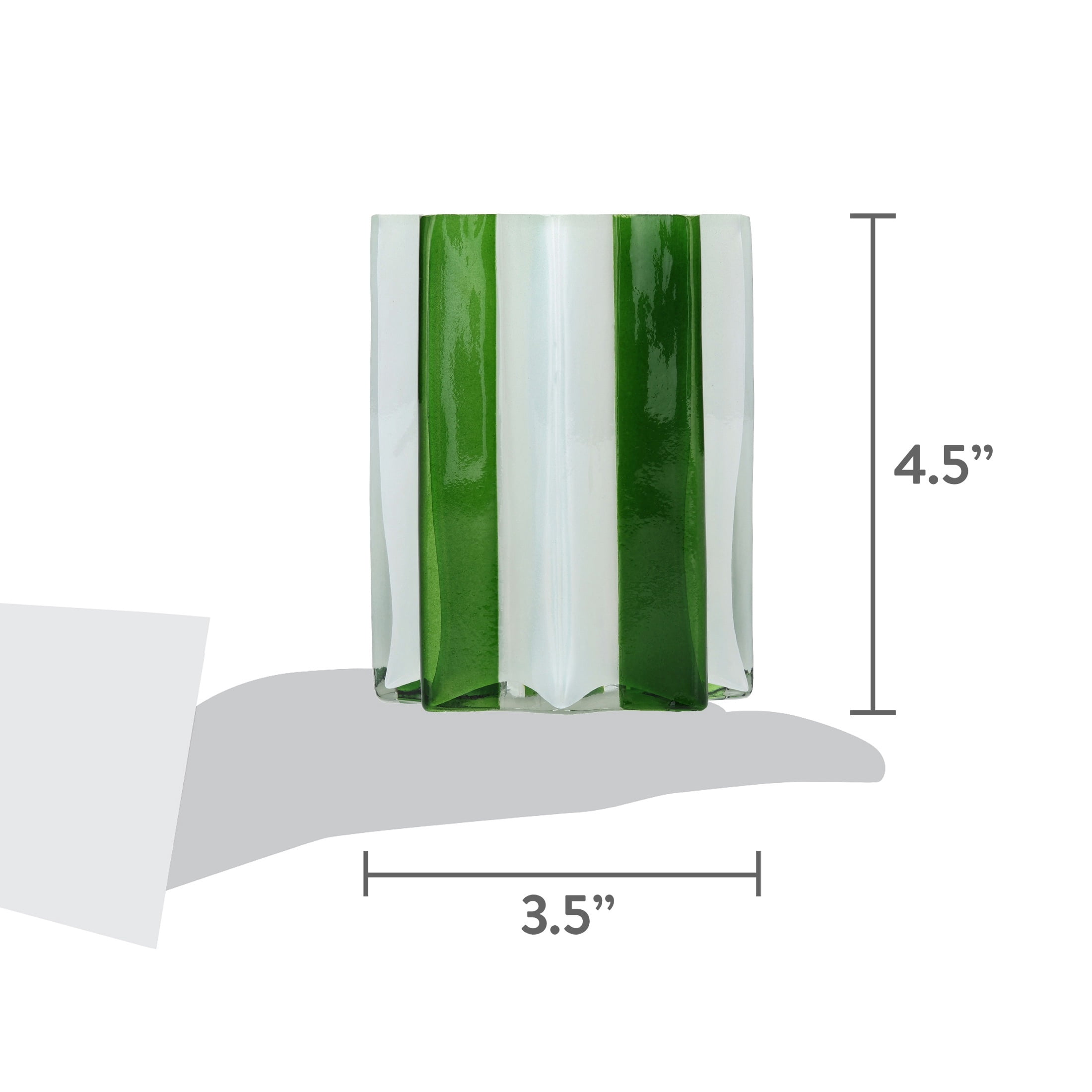 Green and White Glass Christmas Tealight Candle Holder, 4.5", by Holiday Time