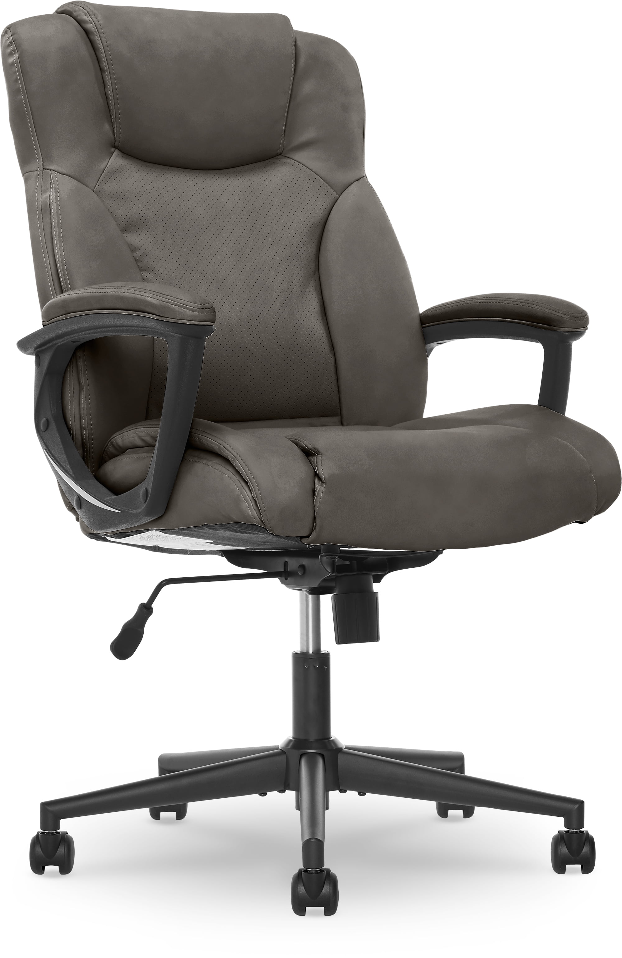 Serta Connor Executive Office Chair, Ergonomic Computer Chair with Layered Body Pillows, Contoured Lumbar, Adjustable Seat Height, Bonded Leather, Gray