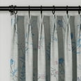 thumbnail image 3 of TWOPAGES 52"x72" Light Filtering Linen Floral Artistic Drape Pinch Pleated Curtain for Bedroom, 1 Panel, Blue, 3 of 6