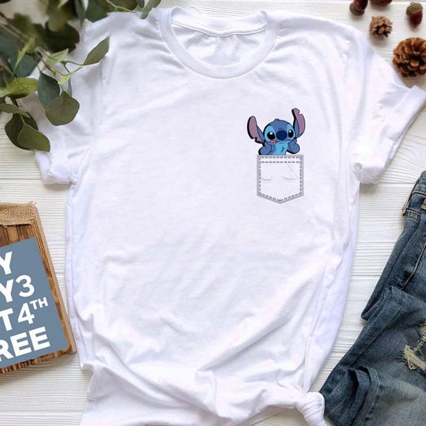 Kawaii Cartoon Stitch T Shirt Children's Clothing Cartoon Women Ohana Lilo Stitch Graphic Tees Cute Anime Tops Harajuku T-shirt130 Gao Jinjia LED