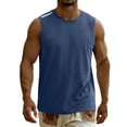 thumbnail image 4 of LODIENY Men’s Sleeveless Tank Tops Dry Fit Workout Muscle Shirts Moisture Wicking Crew Neck Solid Color Tees for Running Athletic Gym Sports Training Blue XXXXL, 4 of 8