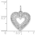 thumbnail image 2 of 14K White Gold Solid Diamond Cut Fancy Filigree Heart Charm, 2 of 2