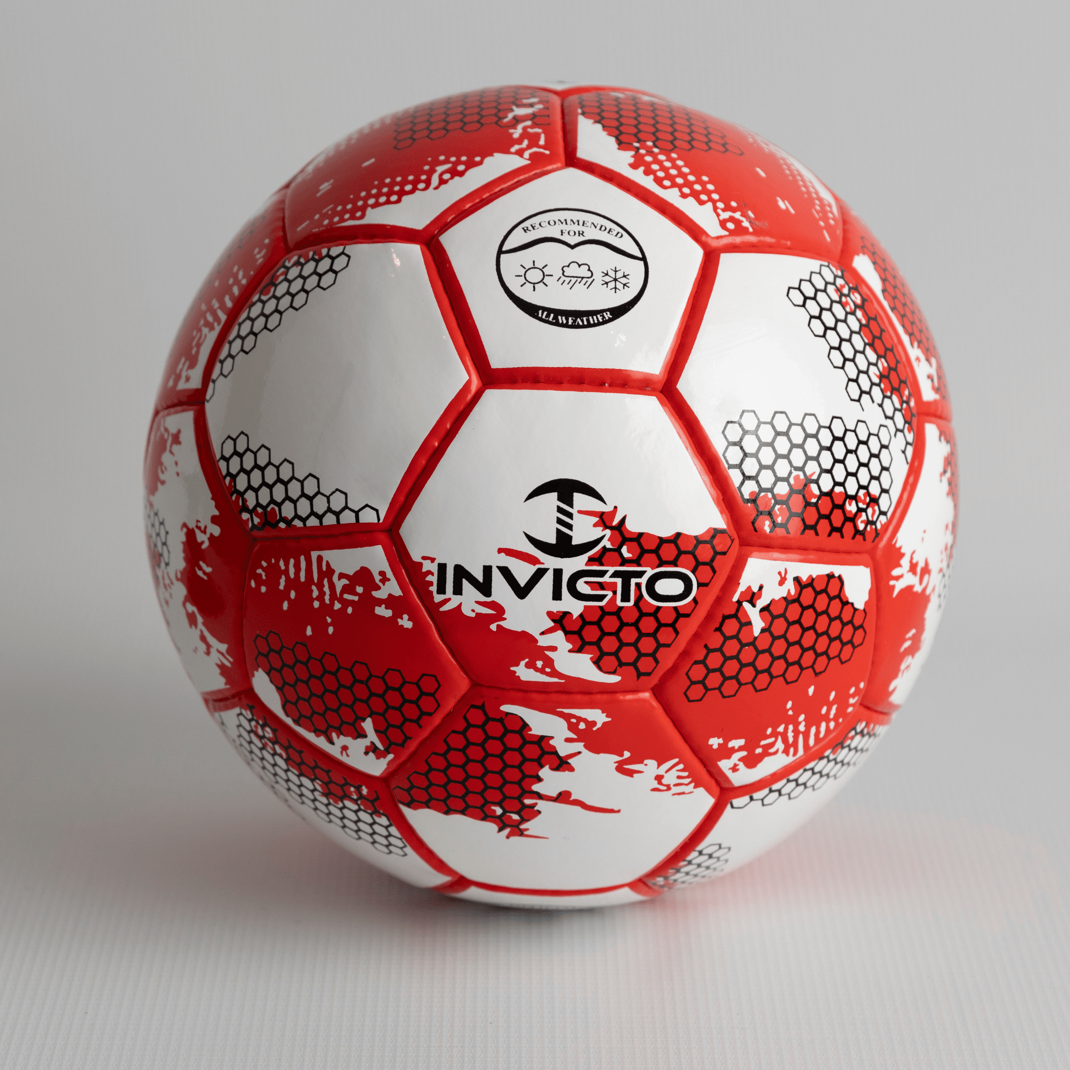Invicto Twister 2.0 Soccer Ball - Hand-Stitched, Durable, Sizes 4-5, Premium Air Retention, White with Black/Red Design