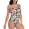 thumbnail image 3 of Pofeuu Daisies Flowers Print Women's One Piece Swimsuits One Shoulder Swimwear Asymmetric Ruffle Monokinis Bathing Suits-XX-Large, 3 of 6