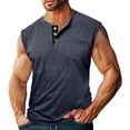 thumbnail image 2 of Taqqpue Men's Athletic Workout Tank Top Running Gym Sleeveless Button Shirts Casual Solid Color Quick Dry Lightweight Training Sport Muscle Tank with Pockets, 2 of 6