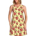 thumbnail image 1 of Vsdgher Robes d'Été Imprimé Pomme pour Femmes Robe de Plage Décontractée Col en U Sans Manches Robe d'Été Ample avec Poche, 1 of 7