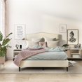 thumbnail image 2 of Home Fare Full Arched Nail Trim Upholstered Bed  Beige, 2 of 2