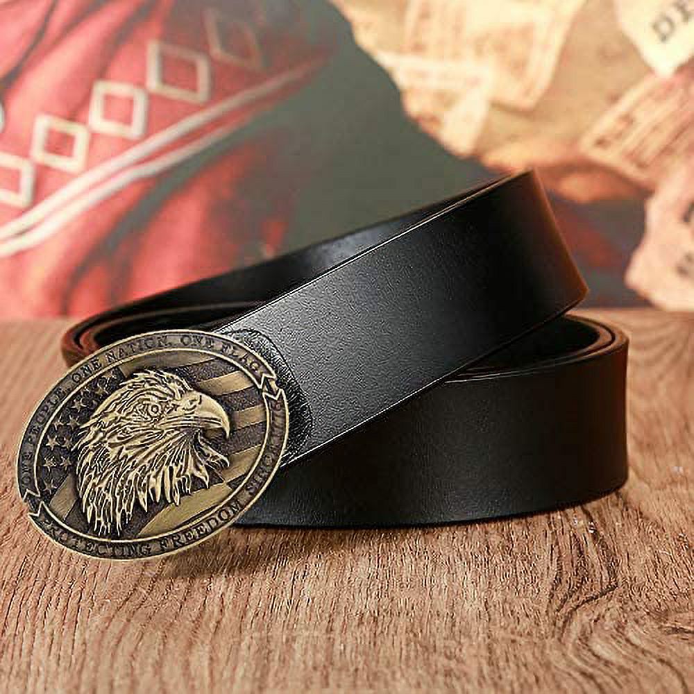 Cool Guys Fashion Belts Wild Animal Eagle/Snake/Tiger Belt Buckles  Gold/Silver Alloy Buckles Black Leather Waist Belt for Men