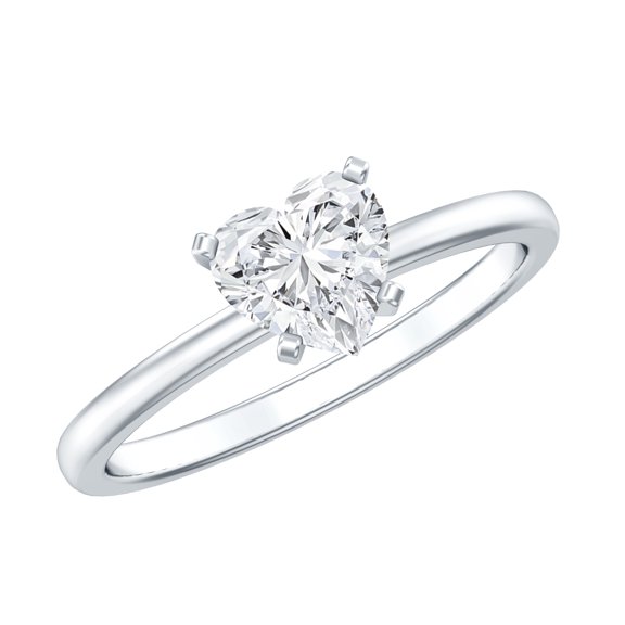Rosec Jewels Certified Lab Grown Diamond 7mm Heart Engagement Ring, EF-VS Quality - Ready To Gift, 925 Sterling Silver, US 4.00
