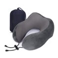 thumbnail image 1 of Almohada de viaje, gran almohada de espuma de memoria para el cuello, soporte para la cabeza, almohada suave para dormir, avión, coche y hogar gris, 1 of 6