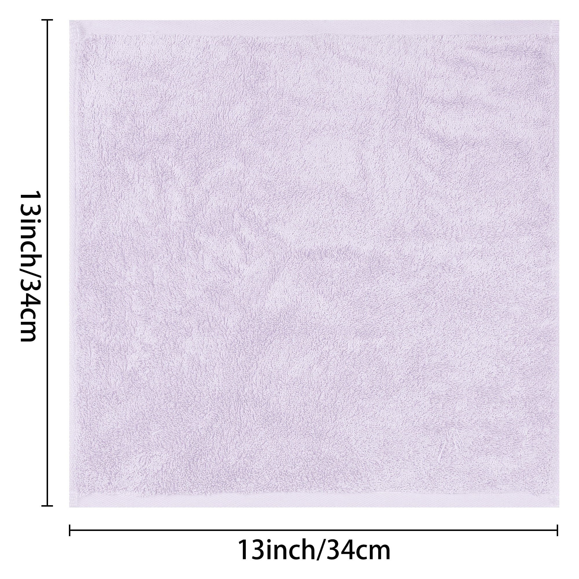 REGALWOVEN 6 Pack Cotton Washcloths, Solid Face Cloths, Absorbent and Quick Drying Towel for Bathroom Light Purple 13" x 13"