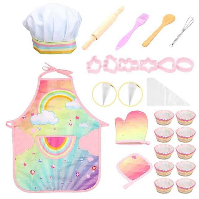 Juego de juguetes de cocina perfke Delantales de Utensilios de cocina para niños