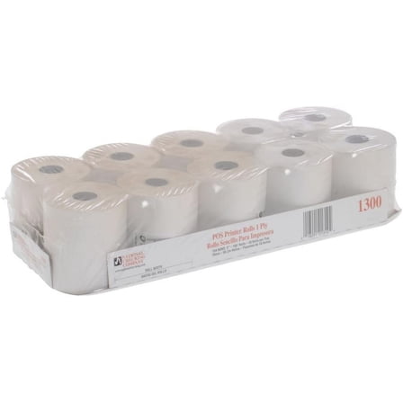 NCCO Register Rolls - POS Kitchen Paper – 1 Ply White Bond – 3” x 165’ – (1 Pack of 10 Rolls) – Item 1300SP