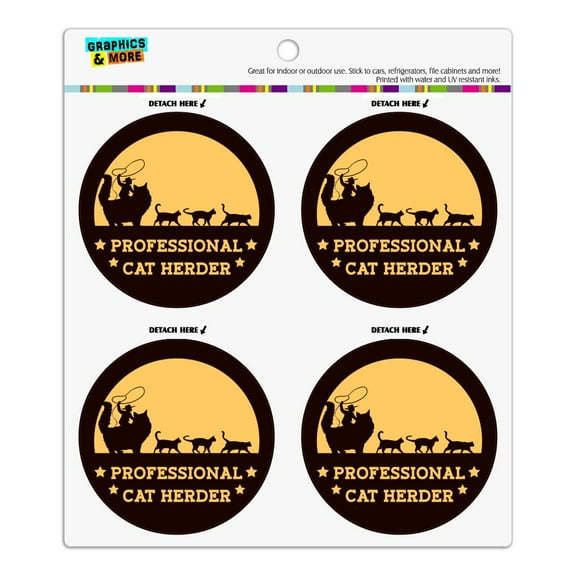 Professional Cat Herder Funny Refrigerator Fridge Locker Vinyl Circle Magnet Set