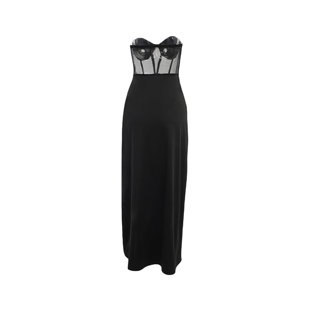 knee length dresses for ladies Kiera Black Fringe Bodysuit Dress with Thong – Playful Promises USA