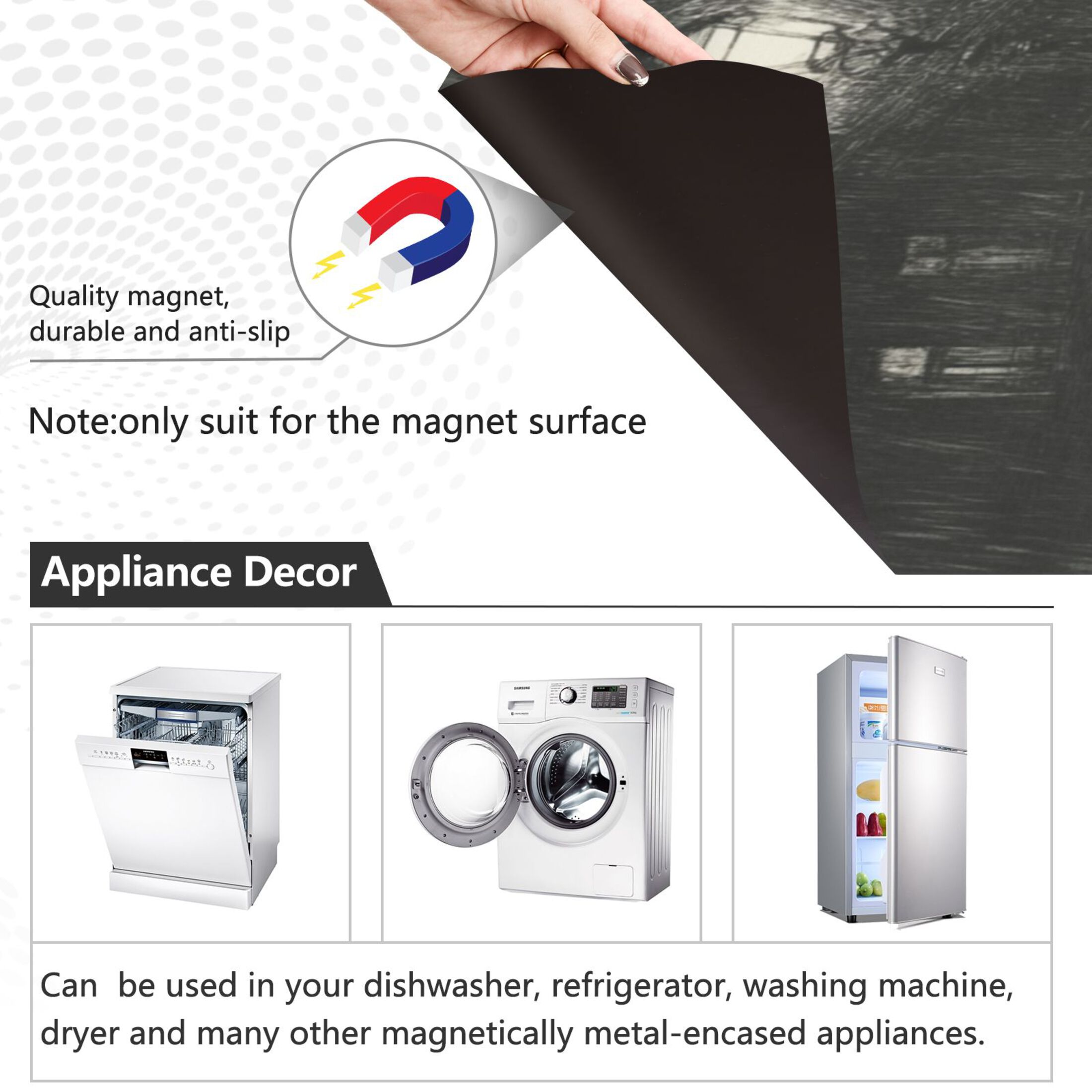 Dishwasher Magnetic Sticker 23x26 Inch Refrigerator Magnetic Sticker Washing Machine Magnetic Sticker Kitchen Panel Magnetic Sticker Home Decor Cool Black Rain