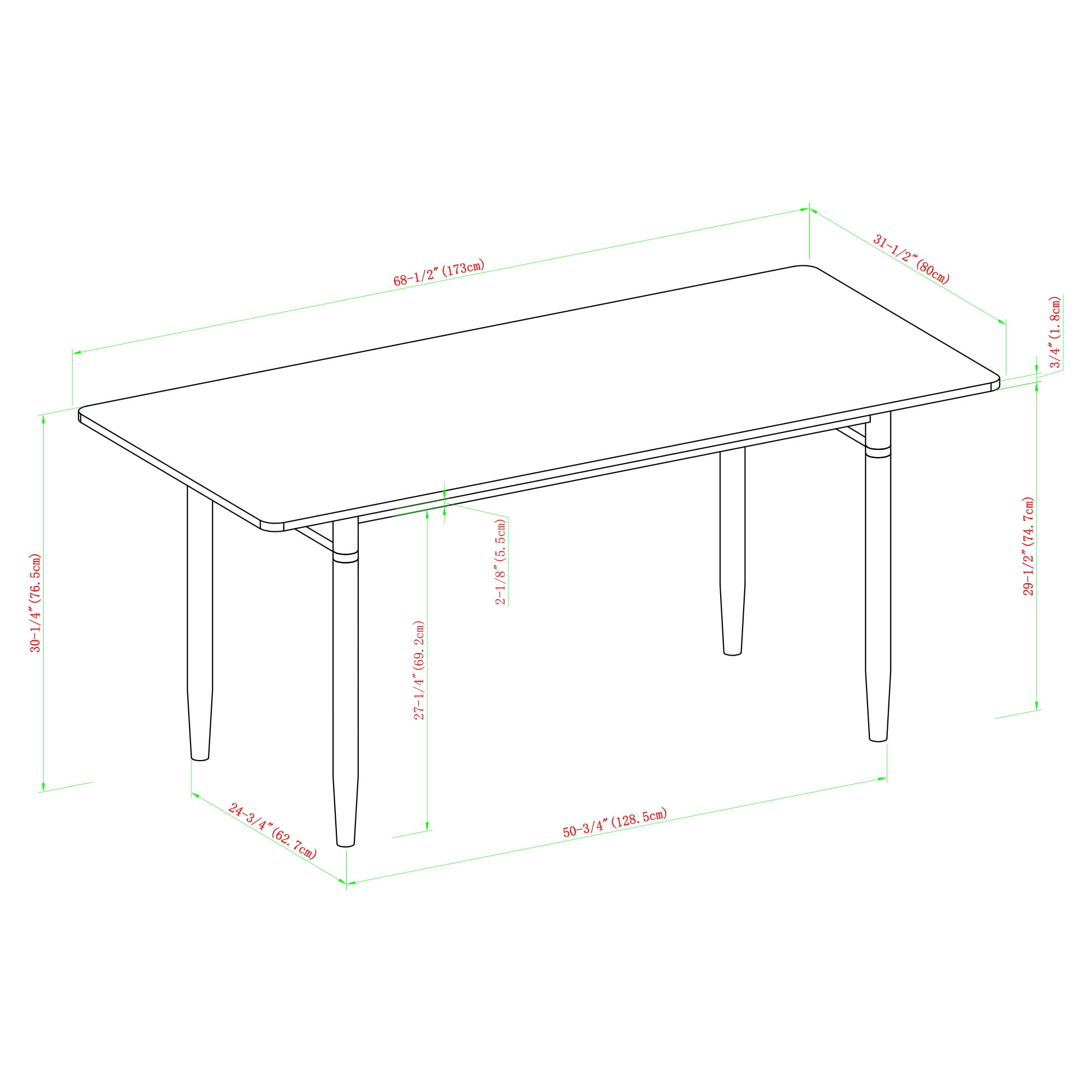 Manor Park 68" Mid Century Modern Wood Dining Table - Acorn