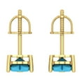 thumbnail image 4 of Clara Pucci 1 ct Brilliant Heart Cut Studs VVS1 Genuine Conflict free Blue Turquoise Solid 18K Yellow Gold Designer Everyday Earrings Screw back, 4 of 5