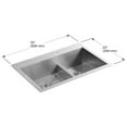 thumbnail image 2 of Kohler K-3839-1 Vault 33" Double Basin Top-Mount/Under-Mount 18-Gauge Stainless Steel, 2 of 6