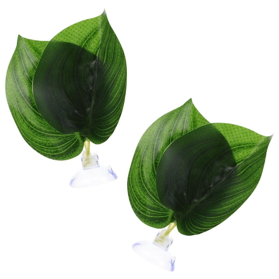 TABLZONE Reptile Plants Green Plastic Leaves for Terrarium Decor 2Pcs