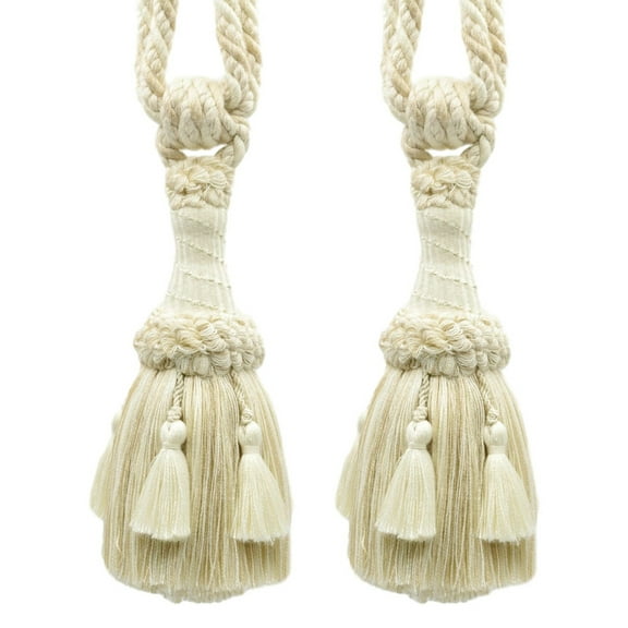 DECOPRO Beautifully Handcrafted Curtain & Drapery Tassel Tieback with Matte Finish, Tassel Length 6" (15cm), Spread 30" (76cm) # TBEMP6, Cream Ivory #W13 (White Ivory, Cream Ivory, Off White) Set of 2