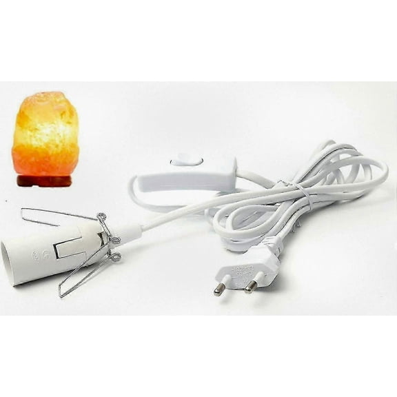 Compatible Salt Lamp Power Cord with Switch - E14 1.8M Connector - Himalayan Lamp Replacement Cord, White