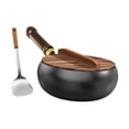 thumbnail image 3 of Sartén wok con tapa y espátula, wok chino de fondo plano para cocina de hotel y hogar. 28 centímetros, 3 of 9