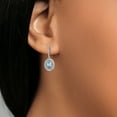 thumbnail image 3 of Gem Stone King 925 Sterling Silver Blue Zircon and White Moissanite Dangle Earrings for Women (1.81 Cttw, Gemstone Birthstone, Oval 6X4MM), 3 of 4