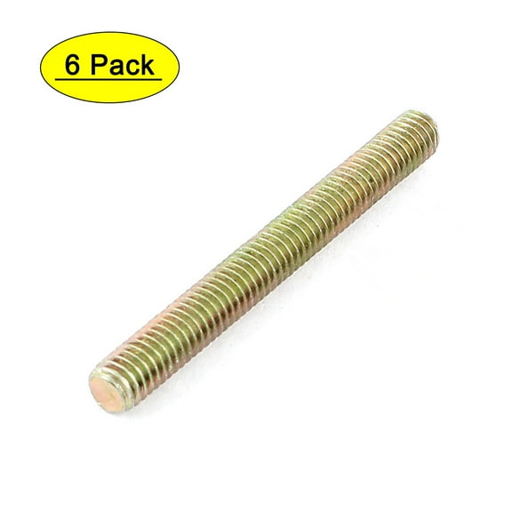 1mm Pitch M6 x 55mm Male Threaded Rod Bar Bronze Tone 6 Pcs