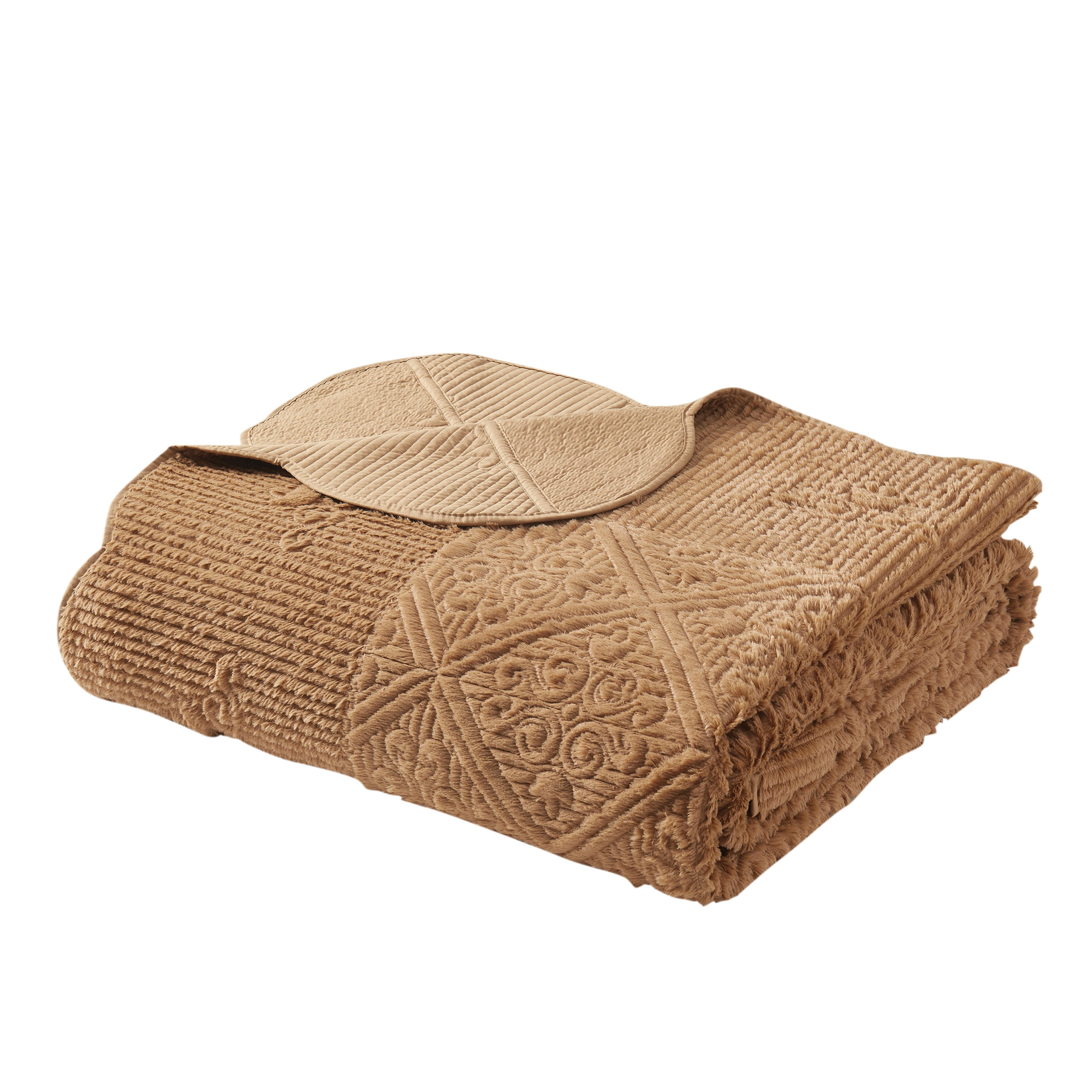 VCNY Home Westland 3-Piece Caramel Solid Tile Bedspread Set, Queen, Adult, Unisex