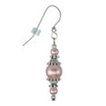 thumbnail image 4 of One Pair of Beaded Glass and Pewter Dangle Earrings - .925 Sterling Silver Earwires - Rose Pearl, 4 of 4