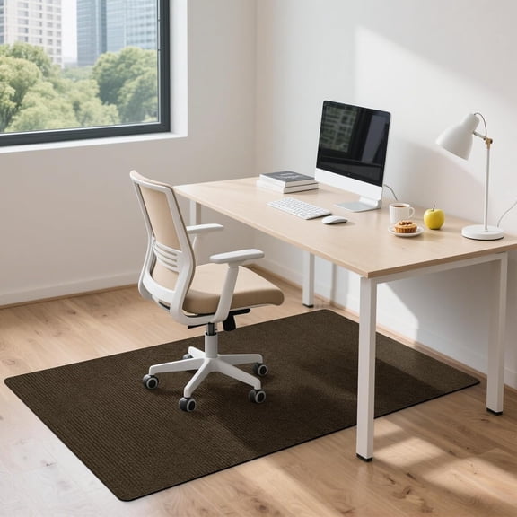 Office Chair Mat for Hardwood and Tile Floor, 55" x 35" Computer Desk Chair Mats, Anti-Slip Mat for Rolling Chair, Large Floor Protector for Home Office, Coffee Color