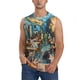 thumbnail image 1 of Fotbe Whimsical Cats Night Cafe Men's Camiseta sin Mangas Estampada para Hombres, Playera Casual para Gimnasio, Entrenamiento, Playa-Medium, 1 of 7