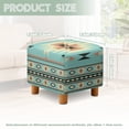 thumbnail image 3 of SCRAWLGOD American Tribal Beige Blue Ottoman Cover, Scratch Resistant Cube Ottoman Sofa Cover with Non Slip Bottom Soft Foot Stool Protection Universal Fit for Most Footrest Sofa, 3 of 7