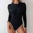 thumbnail image 2 of Wamejoo Women's One Piece Swimsuits Long Sleeve Rash Guard UV Protection Surfing Swimsuit Bathing Suit (Black, M), 2 of 8