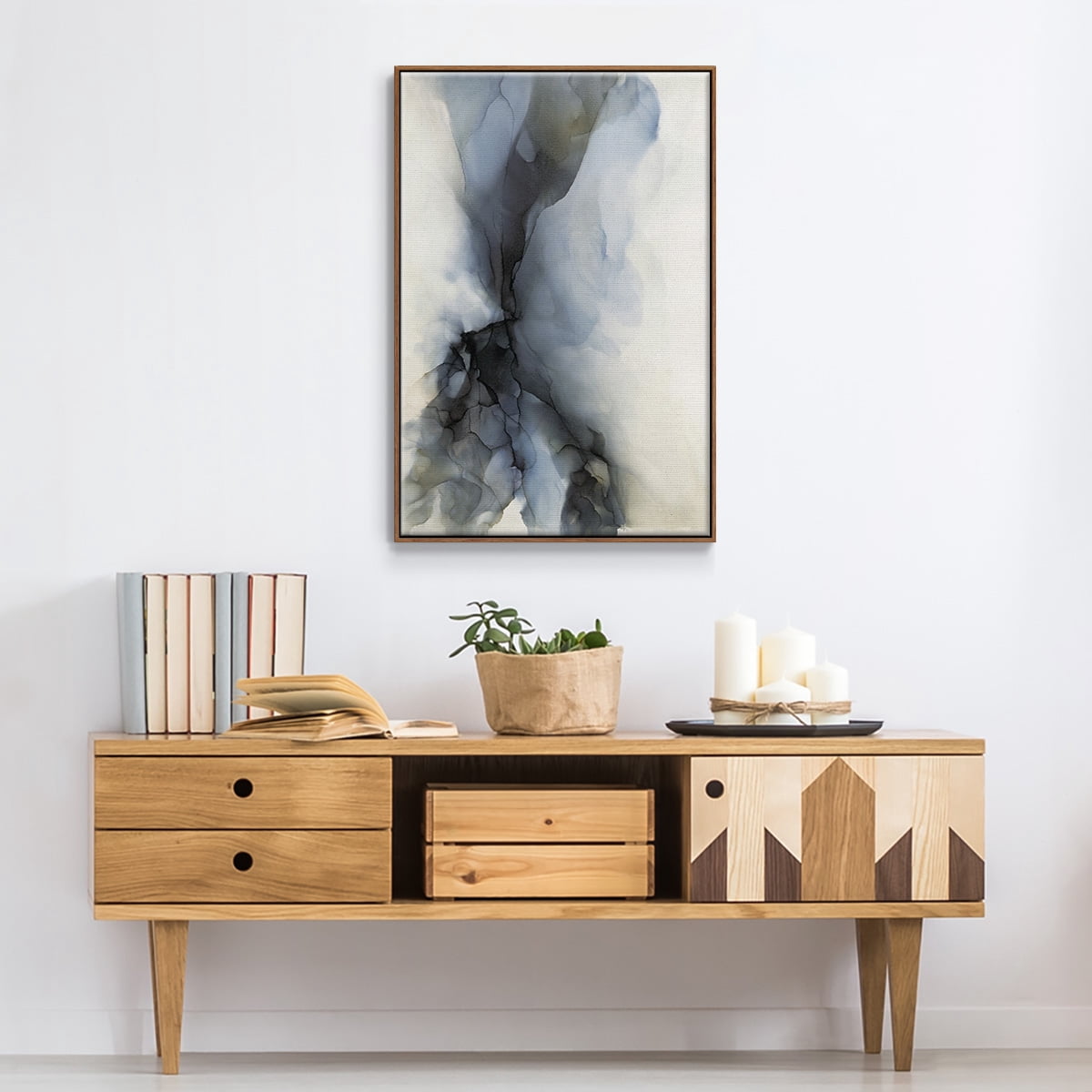 Low Tide Framed Premium Gallery Wrapped Canvas - Ready to Hang - 17 x 25 - Walnut Floating Frame